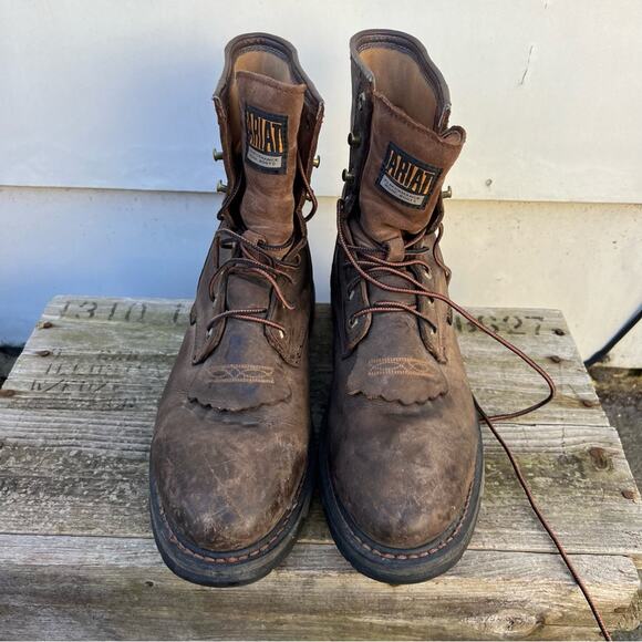 Ariat Workhog 8” Waterproof ATE Lace Up Leather Work Boots 12D - Picture 3 of 7